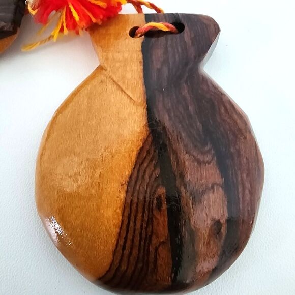 Hand Carved Wooden Vintage Noisemakers Percussion Set Of Castanets Wood Clapper - Picture 4 of 9